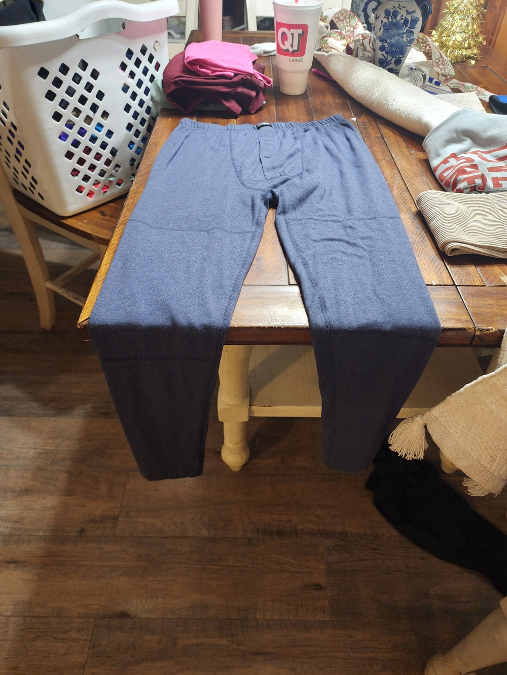 Men's Blue Knit Jogger Sweatpants with Elastic Waist